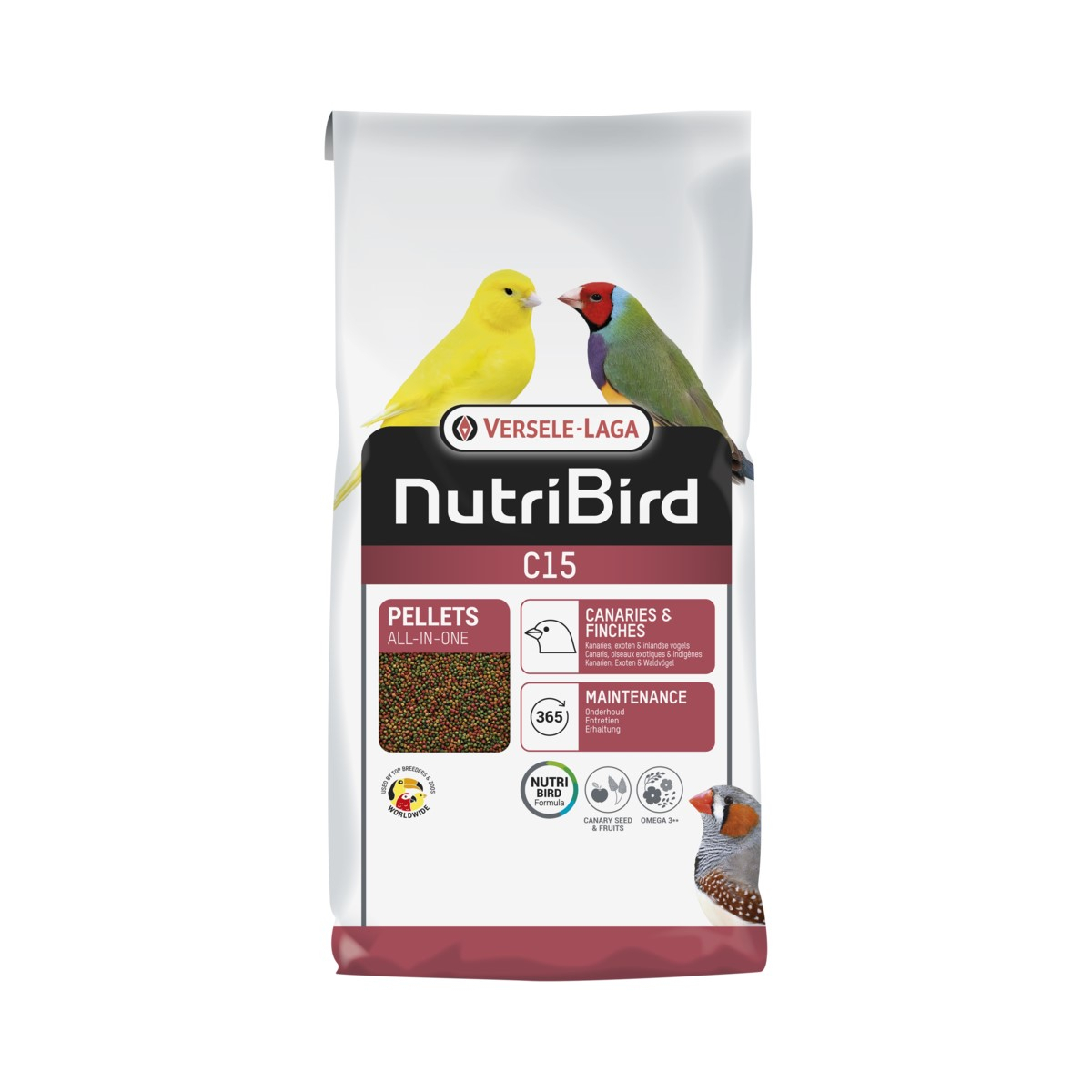 NutriBird C15 granulado extrudidos para canários, aves exóticas e indígenas