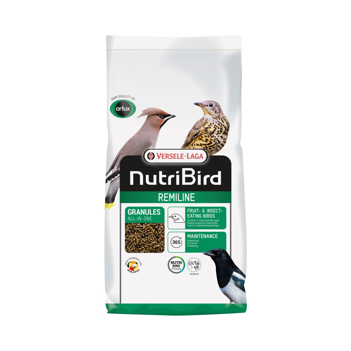 NutriBird Remiline Pateekorrel Universelle Pellets für frugivierende und insektenfressende Vögel