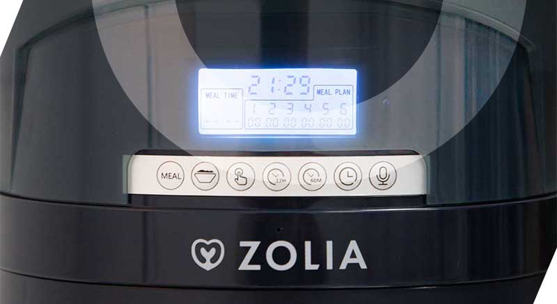 Detalle del dispensador automático de pienso Zolia