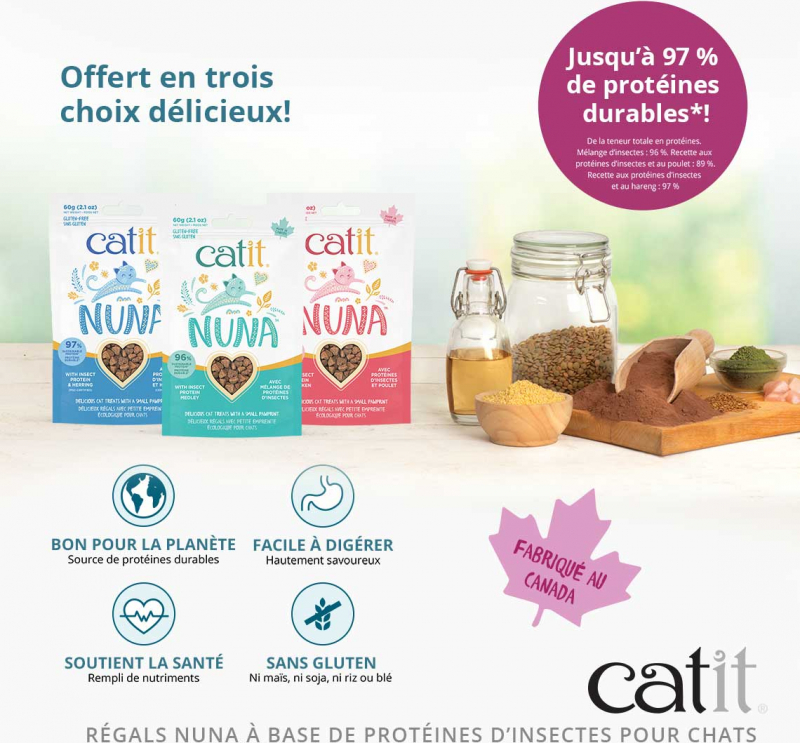 Catit Nuna treats protein insect 60g - 2 saveurs au choix