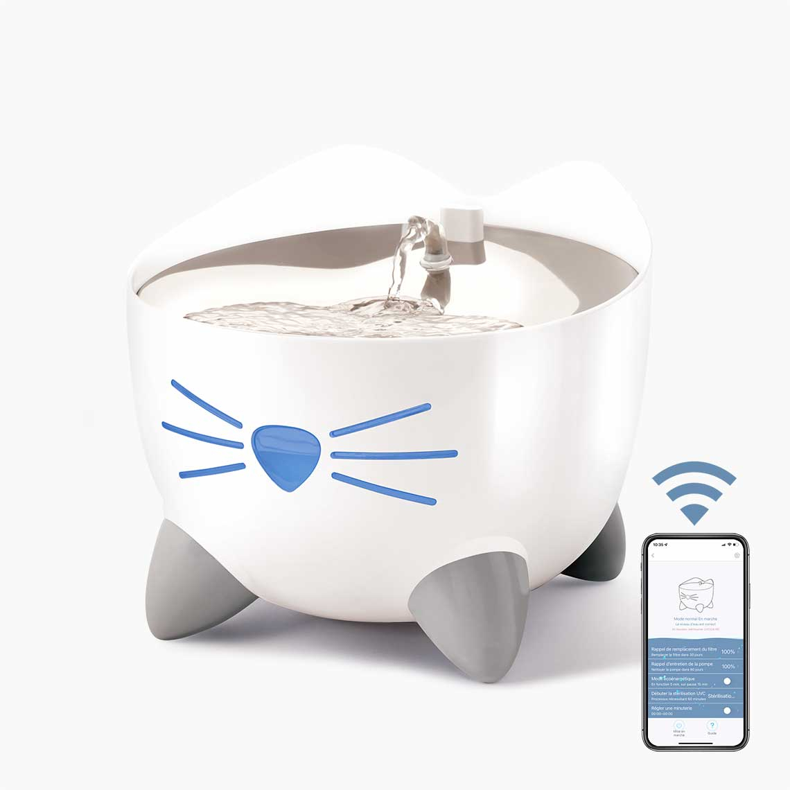 Catit Pixi Smart wifi Bianco e acciaio - 2L - Fontana d'acqua per gatti