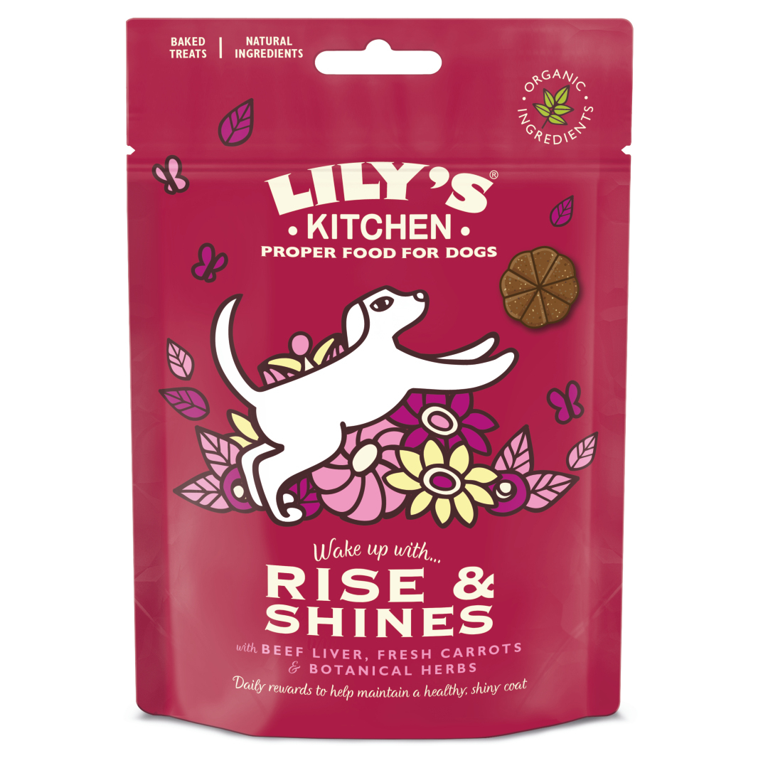LILY'S KITCHEN RISE & SHINES - Biscoitos para cão de fígado de boi - 80g