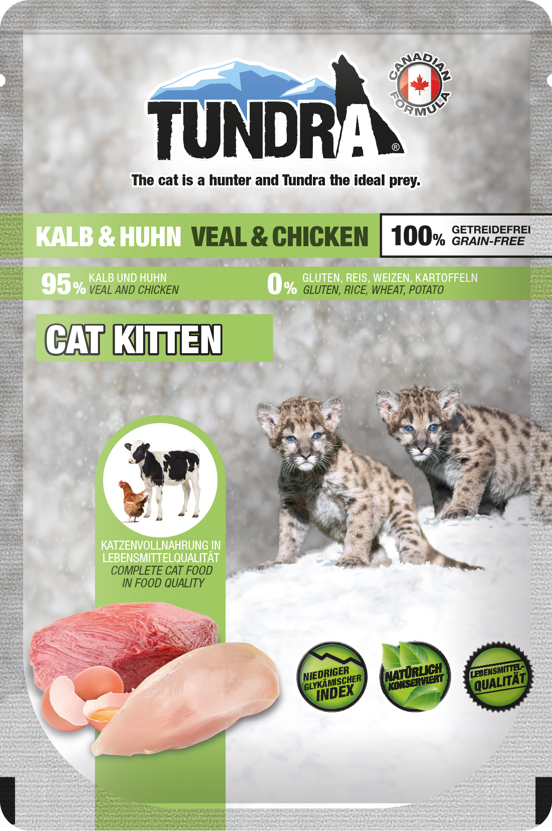 TUNDRA Cat Kitten Bolsitas de comida húmeda para gatitos - varias recetas disponibles