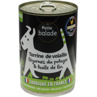 PETITE BALADE Terrina de Aves de corral, verduras y aceite de lino para perros - 400g