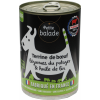 PETITE BALADE Ternera, verduras y aceite de lino Comida húmeda monoproteica para perros - 400g