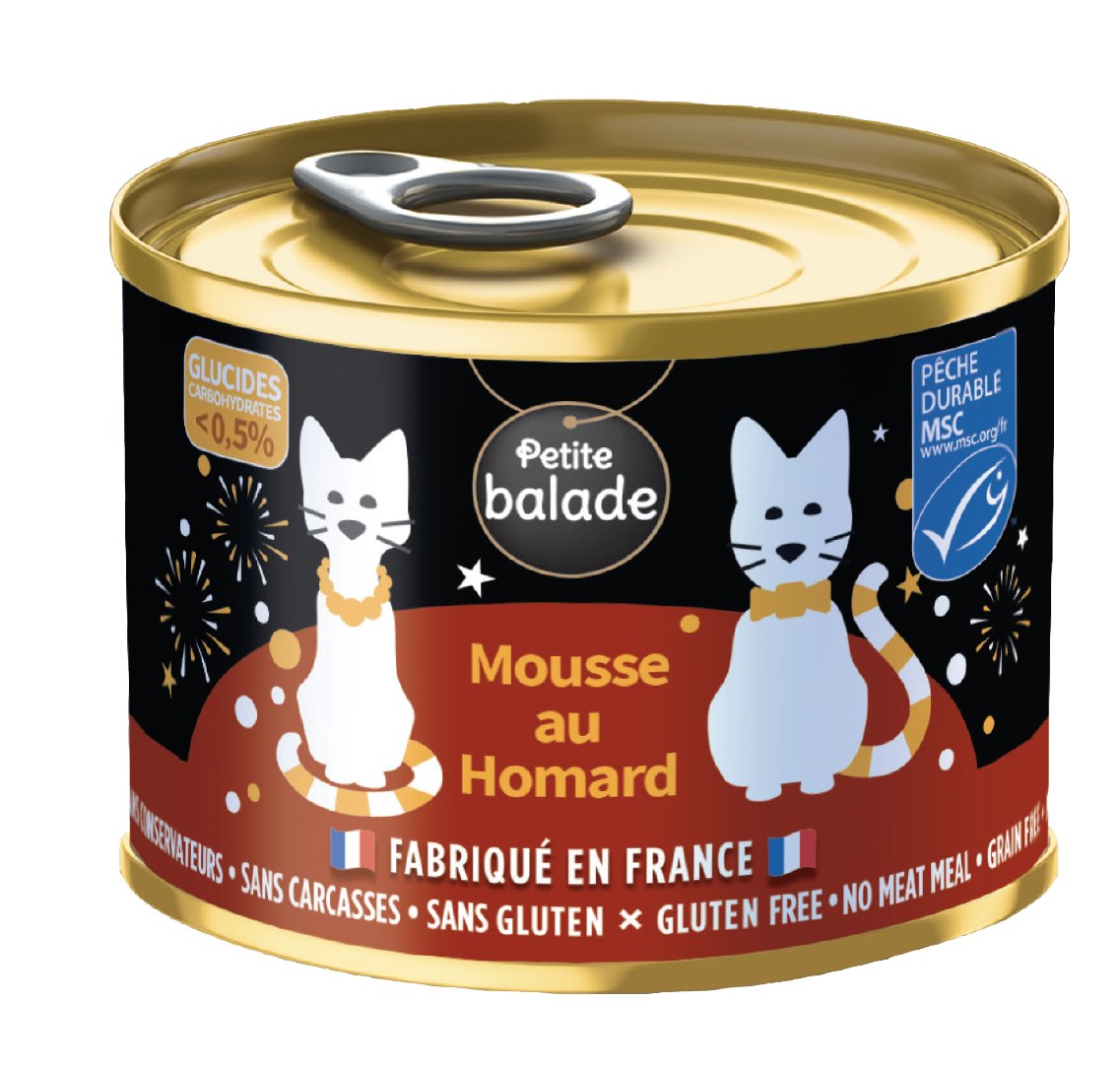 PETITE BALADE Mousse au Homard MSC - Alimento húmido mousse de lavagante para gato - 200g