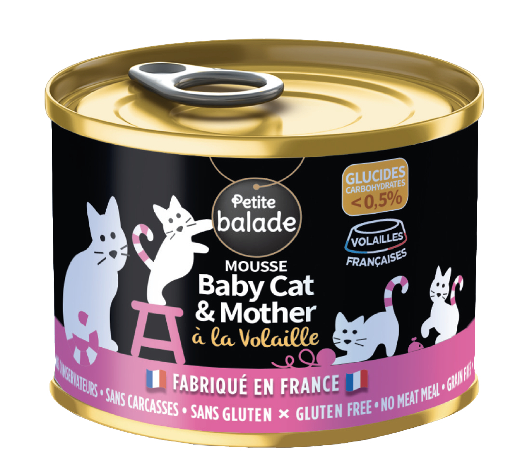 PETITE BALADE Mousse Mother & Baby Cat à la volaille pour Chaton - 200g