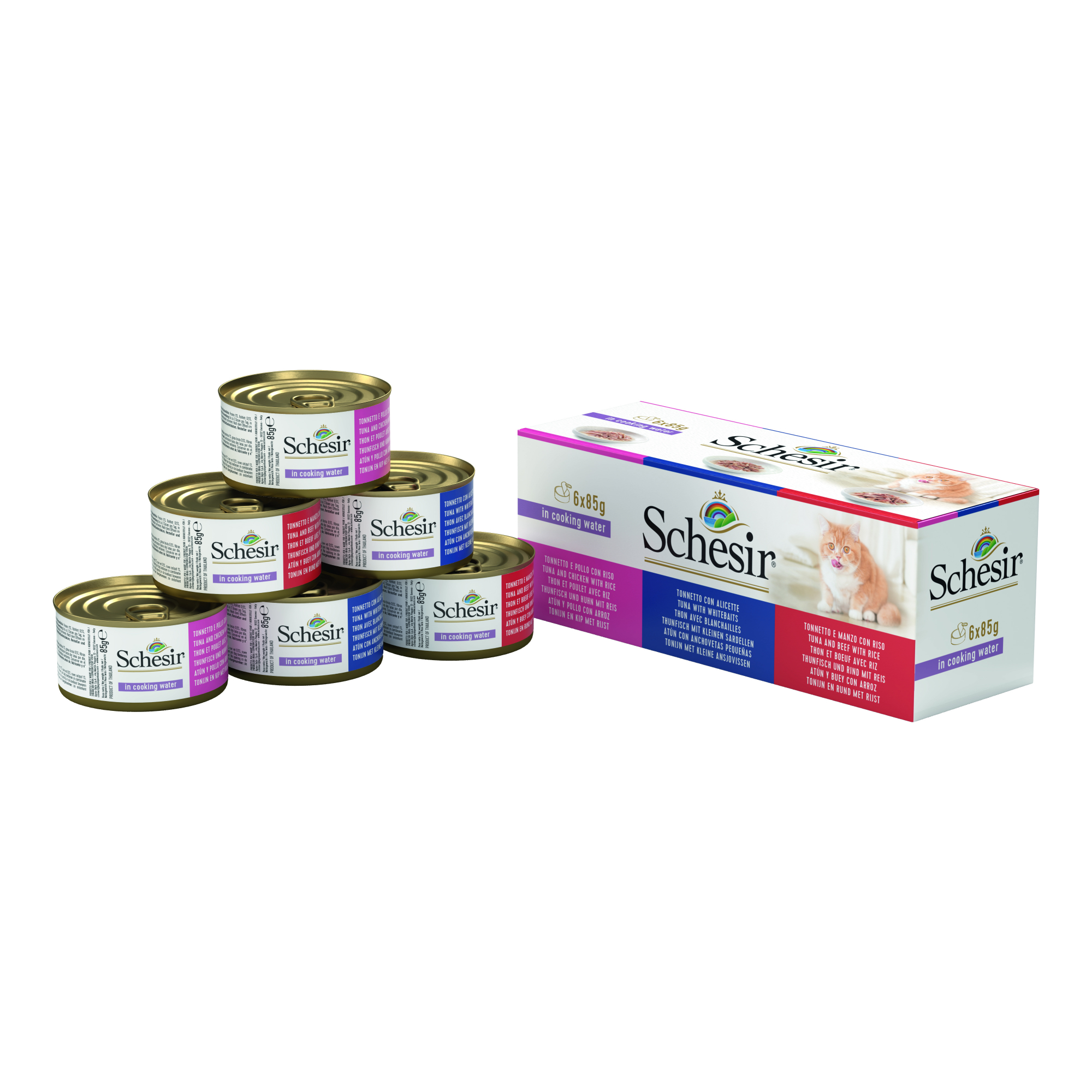 SCHESIR Multipack – Mischung aus 3 Rezepten – Naturfutter für Katzen – 6 x 85 g