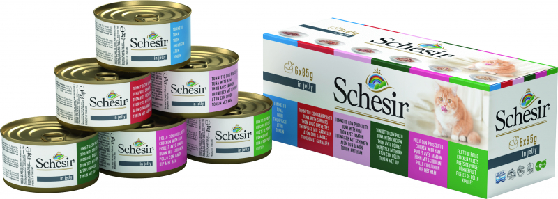 SCHESIR Multipack - Mix 6 recepten - Natvoer in gelei voor katten - 6 x 85 g
