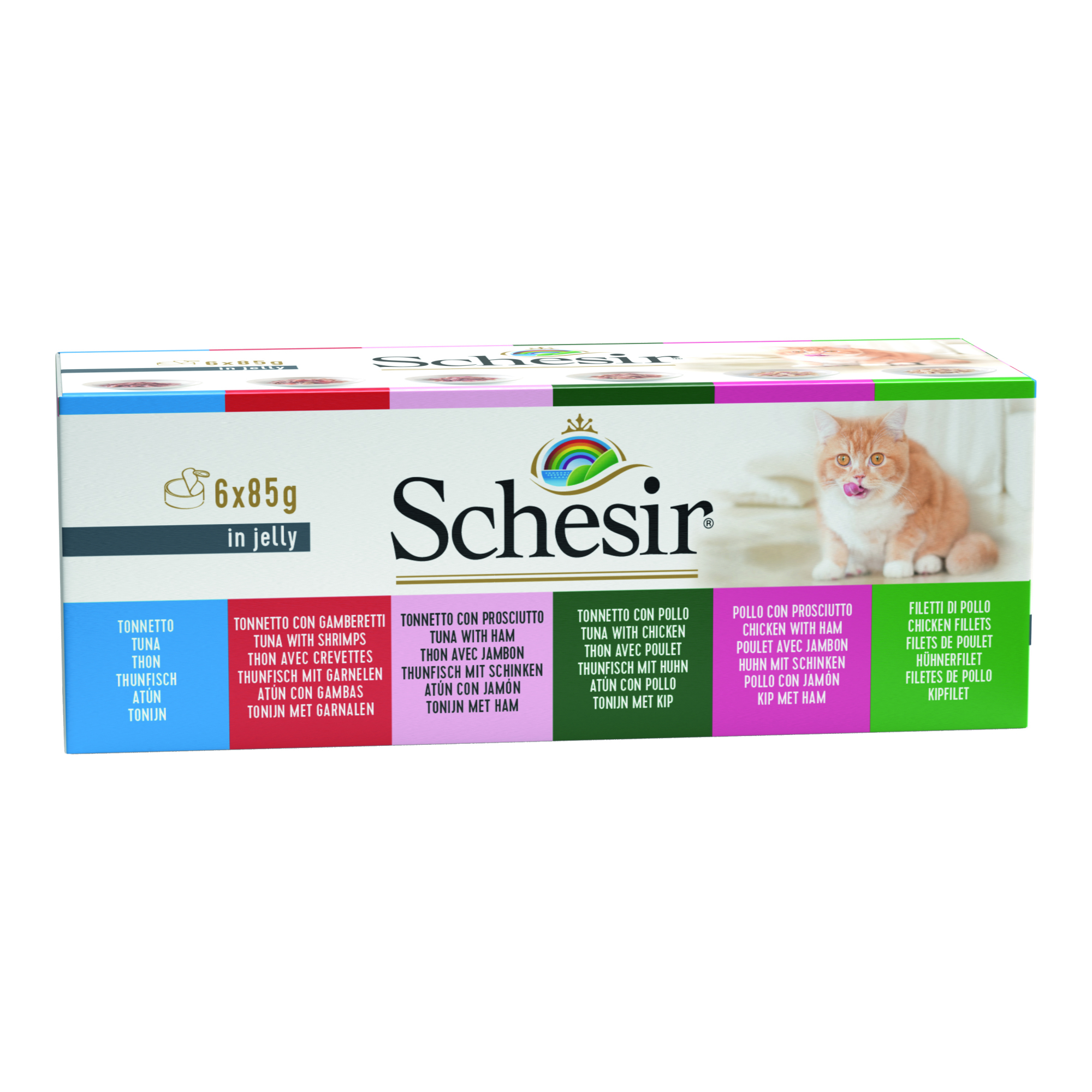 SCHESIR Multipack – Mischung aus 6 Rezepten – Geleefutter für Katzen – 6 x 85 g