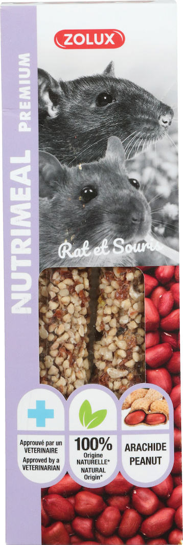 Bastoncini premium Nutrimeal per ratti / topi all'arachidi (x2)