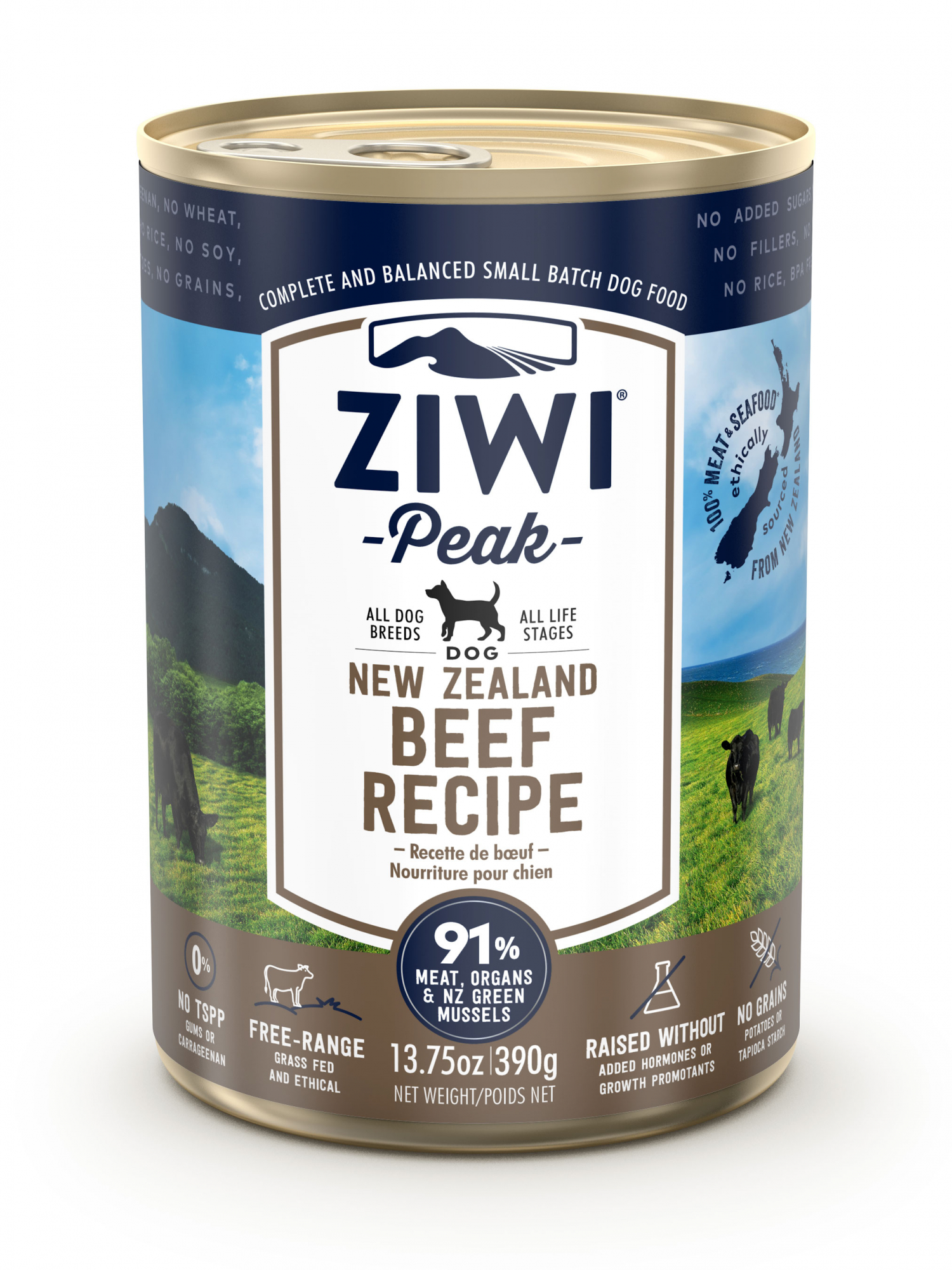 ZIWI Peak Ternera sin cereales para perros adultos y cachorros