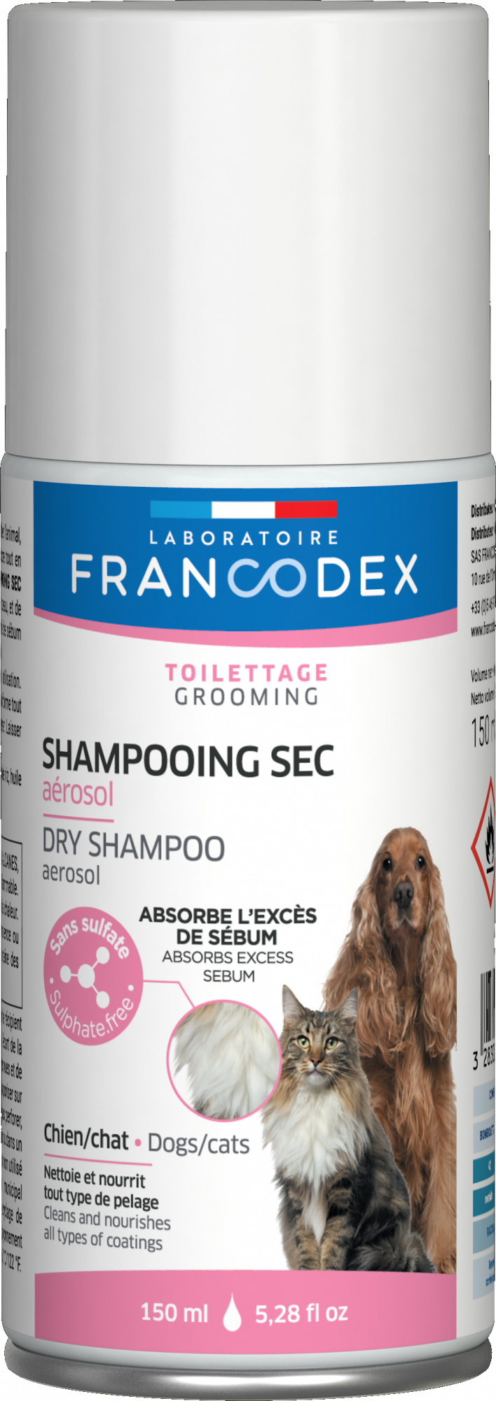 Francodex Champô seco em spray para cães e gatos