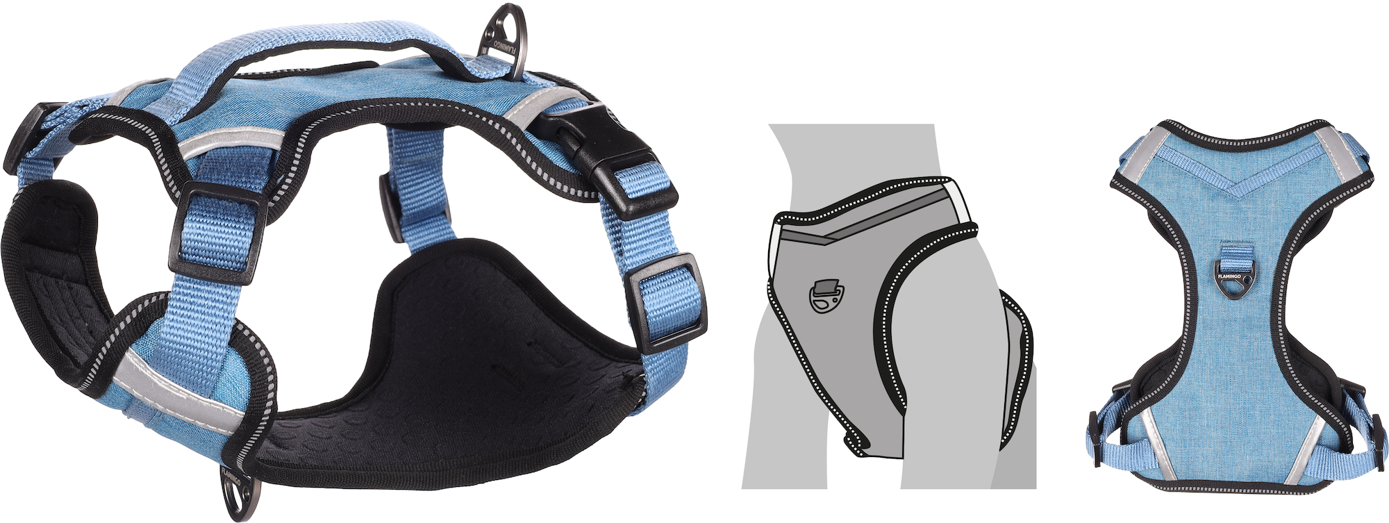 HERON Hundegeschirr in blau Bleu Großer Komfort – Mehrere Größen erhältlich