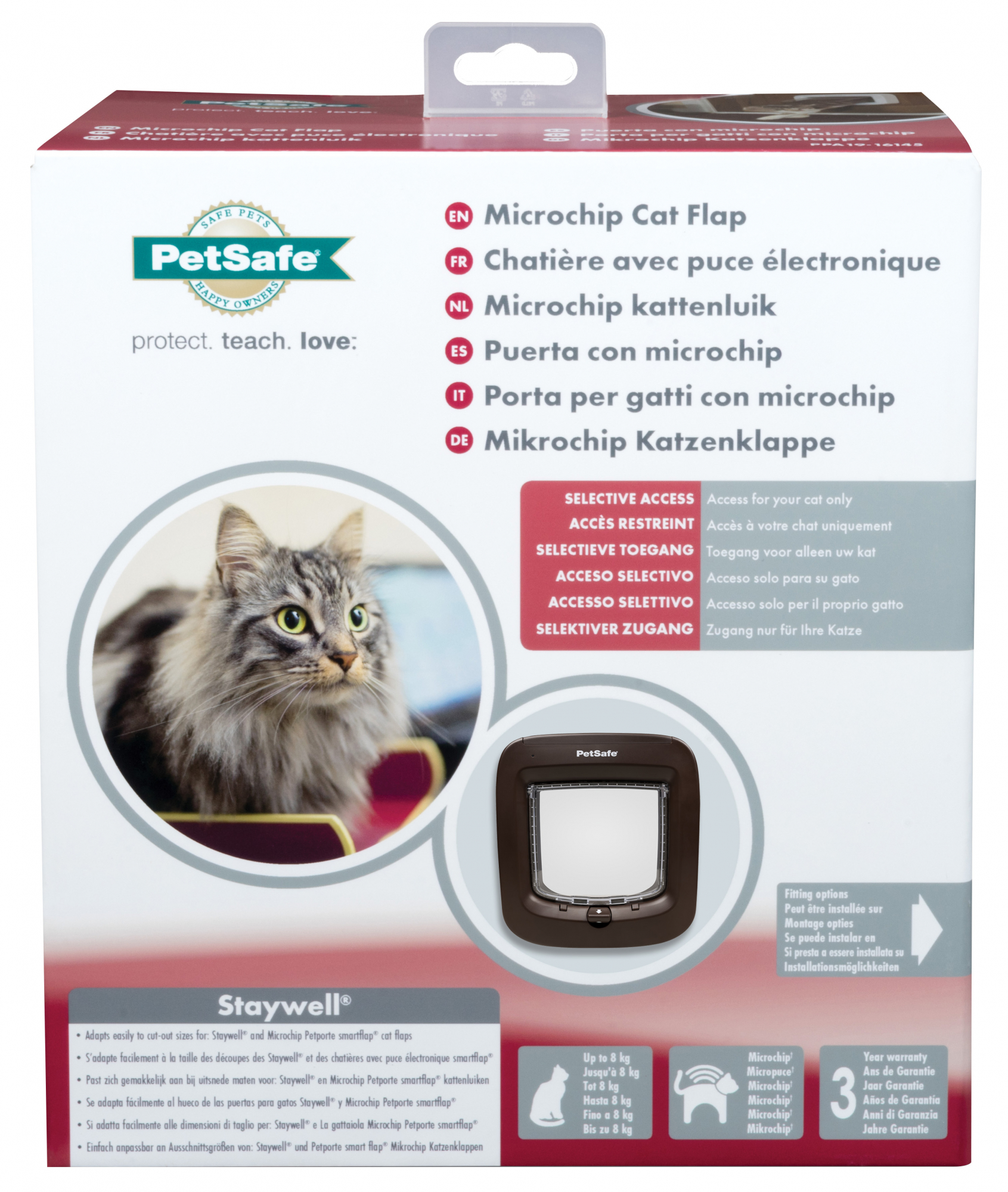 Puerta para gatos con microchip Petsafe Staywell - Marrón