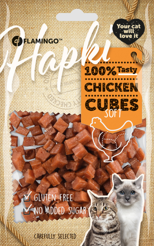 HAPKI Friandise Cubes de poulet sans sucre et sans gluten pour chat