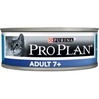 PRO PLAN Adult 7 + comida húmeda para gatos senior con atún