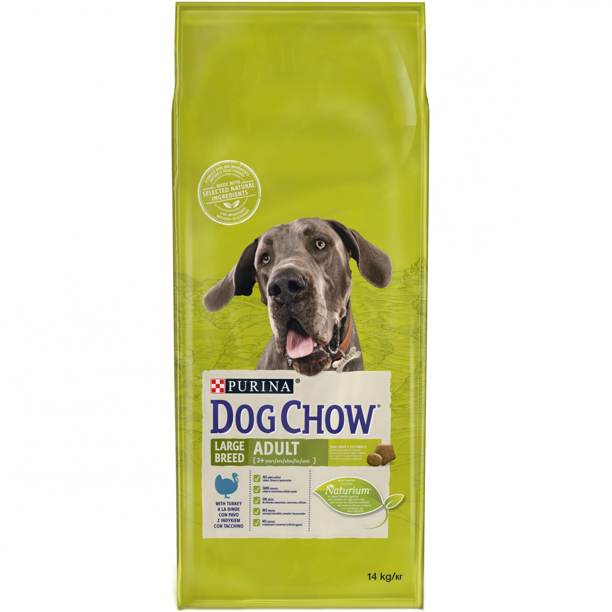 DOG CHOW para cães grande tamanho adulto com perú