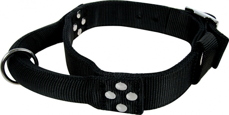 Halsband met handvat in nylon, zwart
