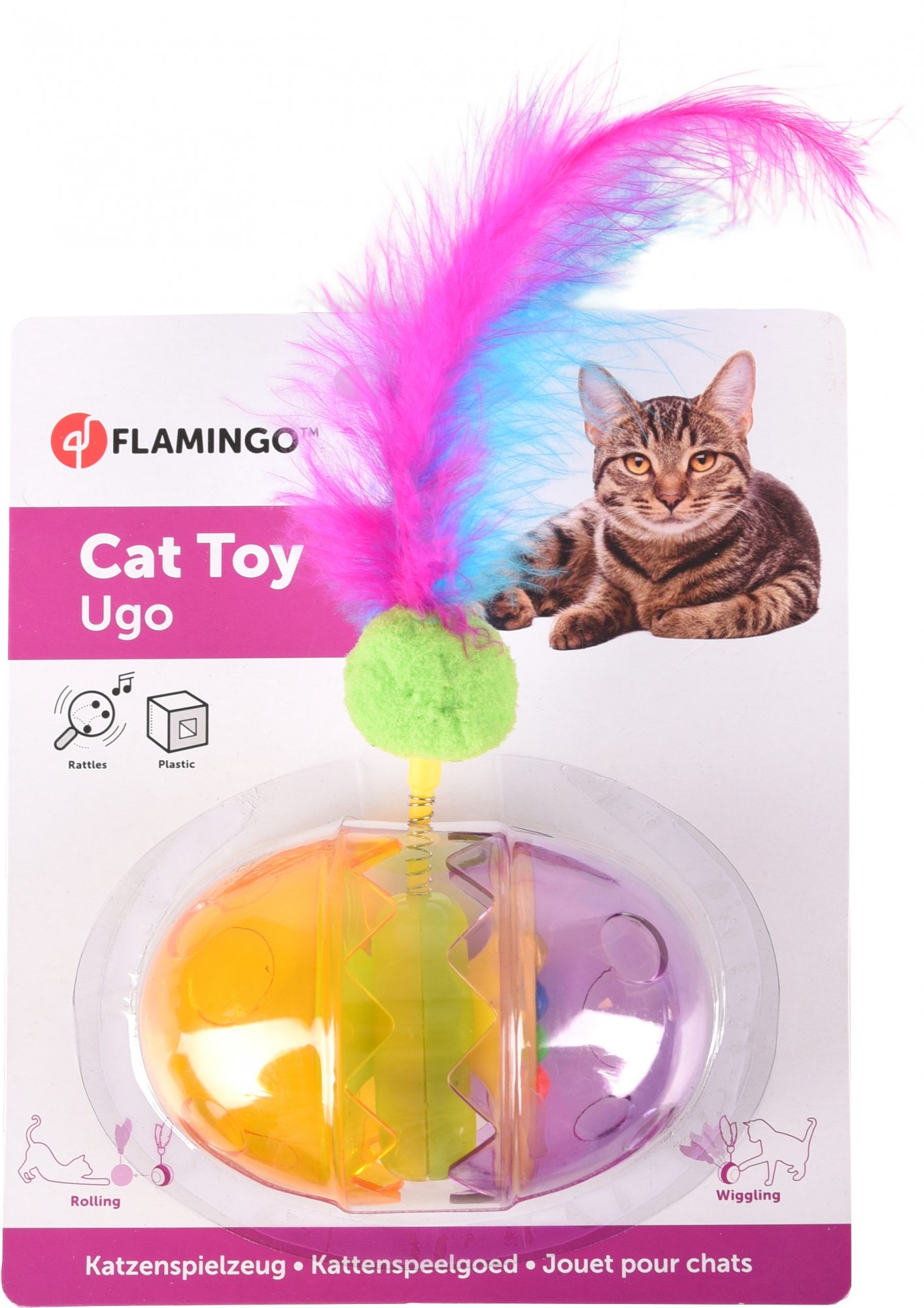 Jouet interactif œuf avec plumes Ugo pour chat 