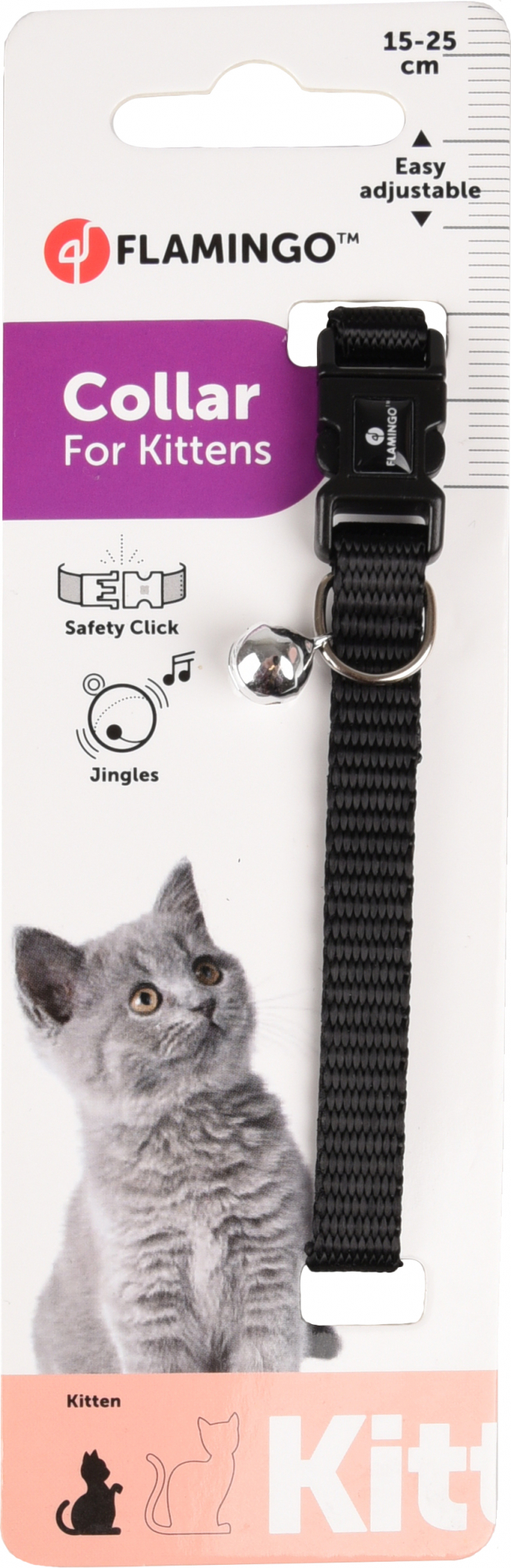 Halsband voor kittens 15-22cm 10mm met veiligheid + bel