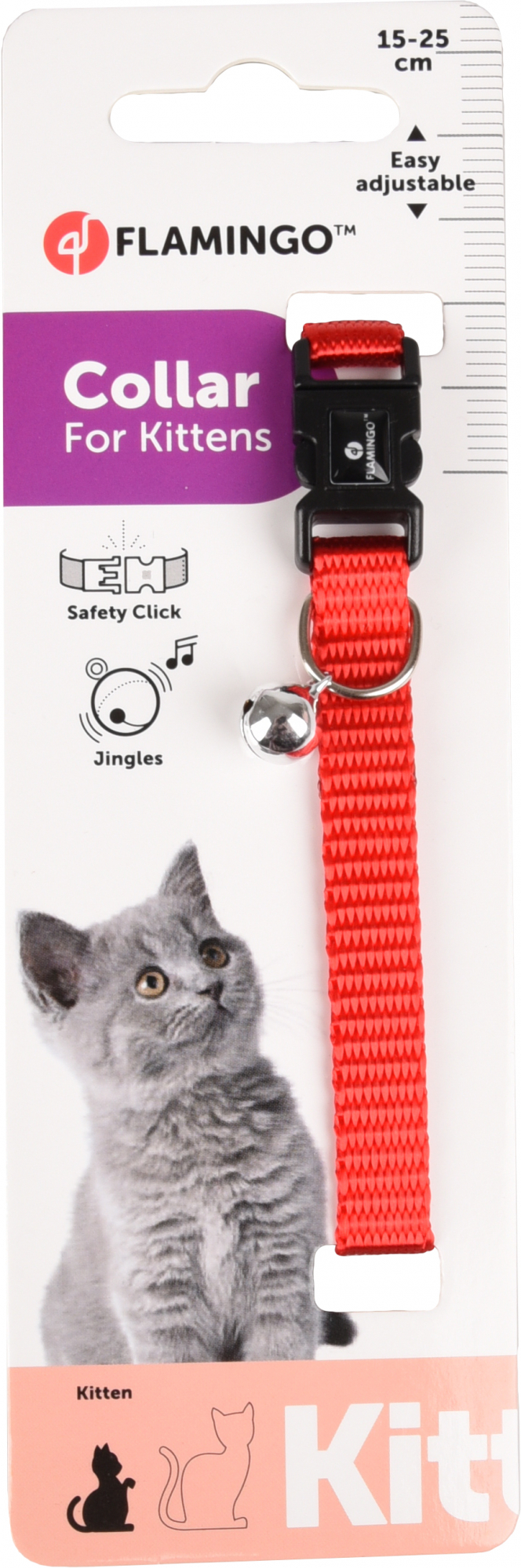 Collier Ziggi rouge avec clochette pour chaton 