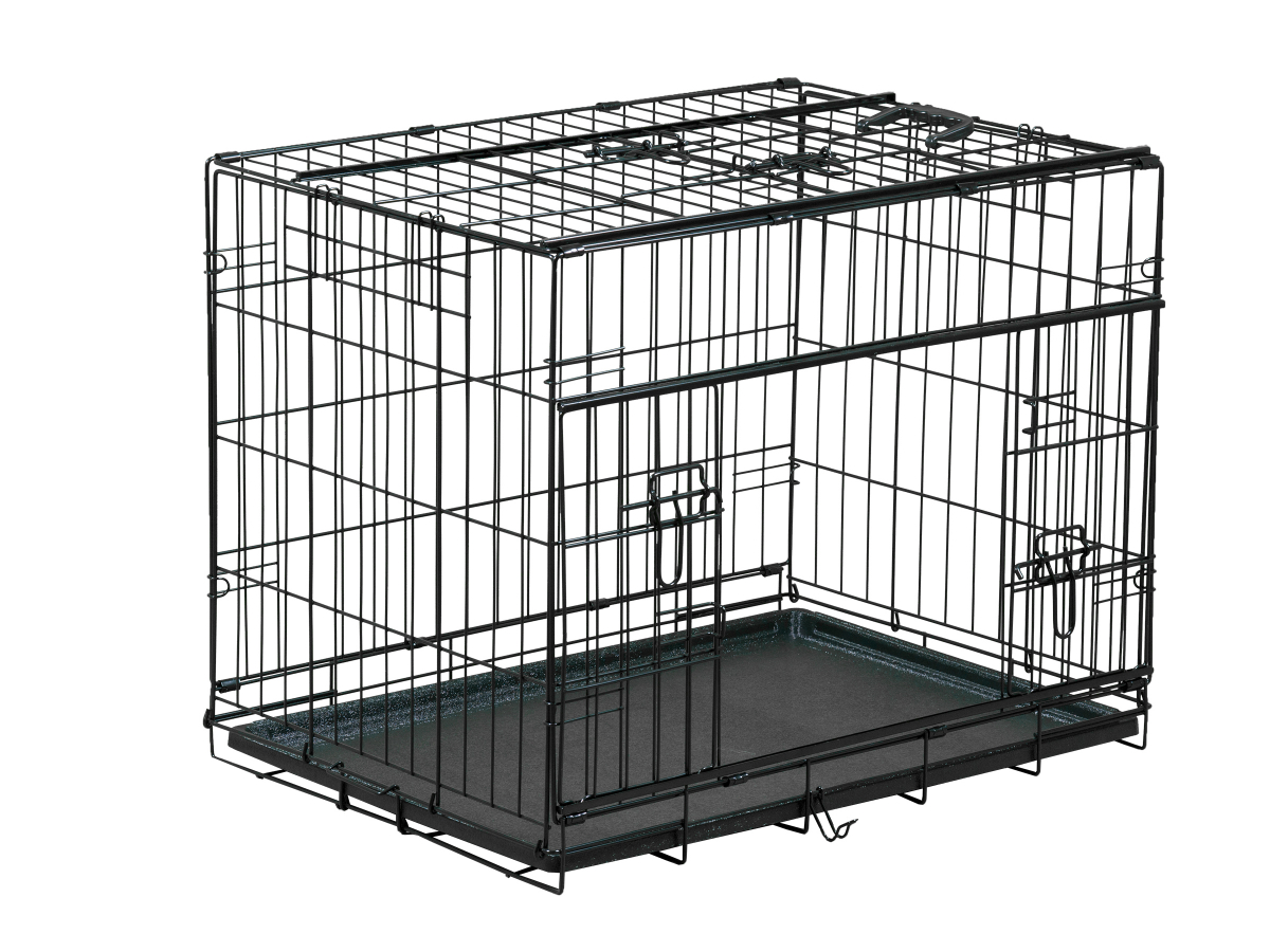 Cage de transport pliable, double porte avec fond en métal pour chien Zolia  Xena