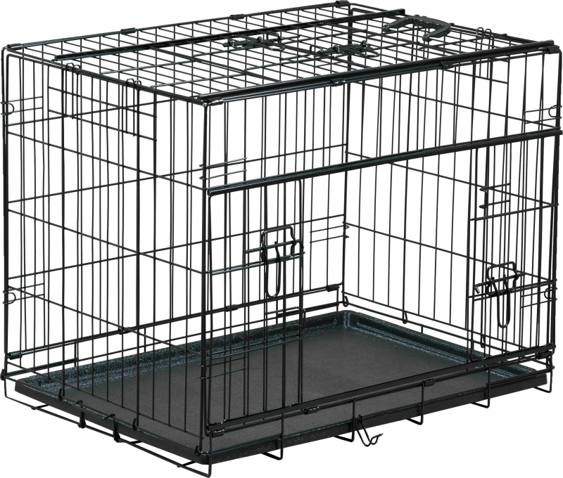 Cage de transport pliable en métal avec poignée pour chien
