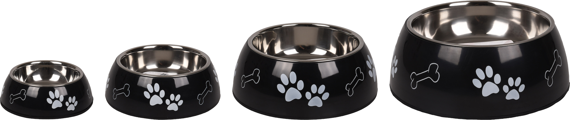 Gamelle en inox et plastique anti-dérapante Divar pour chiens - Noire - plusieurs dimensions disponibles