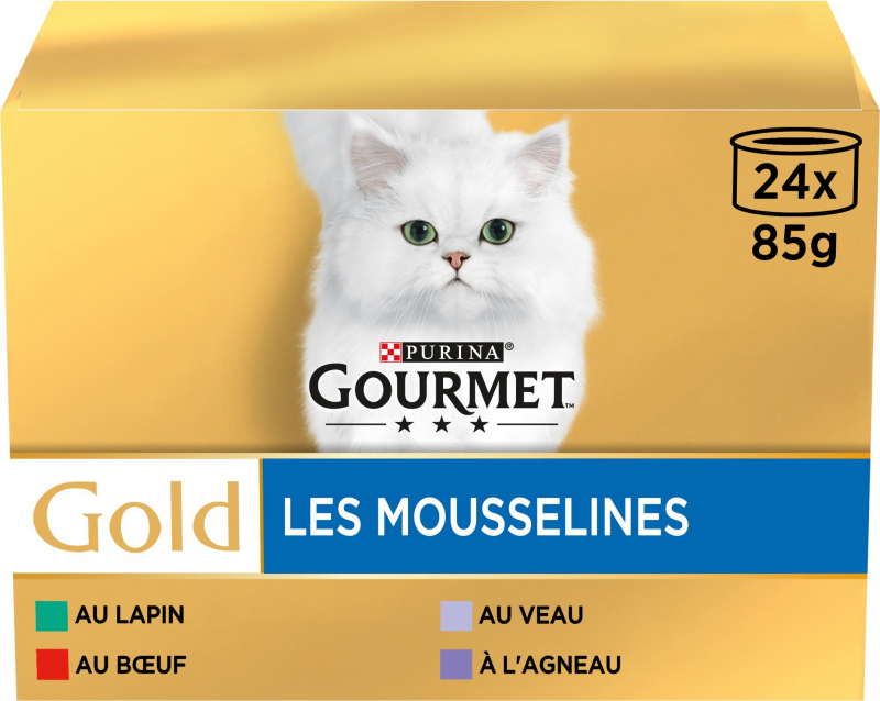 GOURMET GOLD Les Mousselines pour chat adulte - 24x85g 