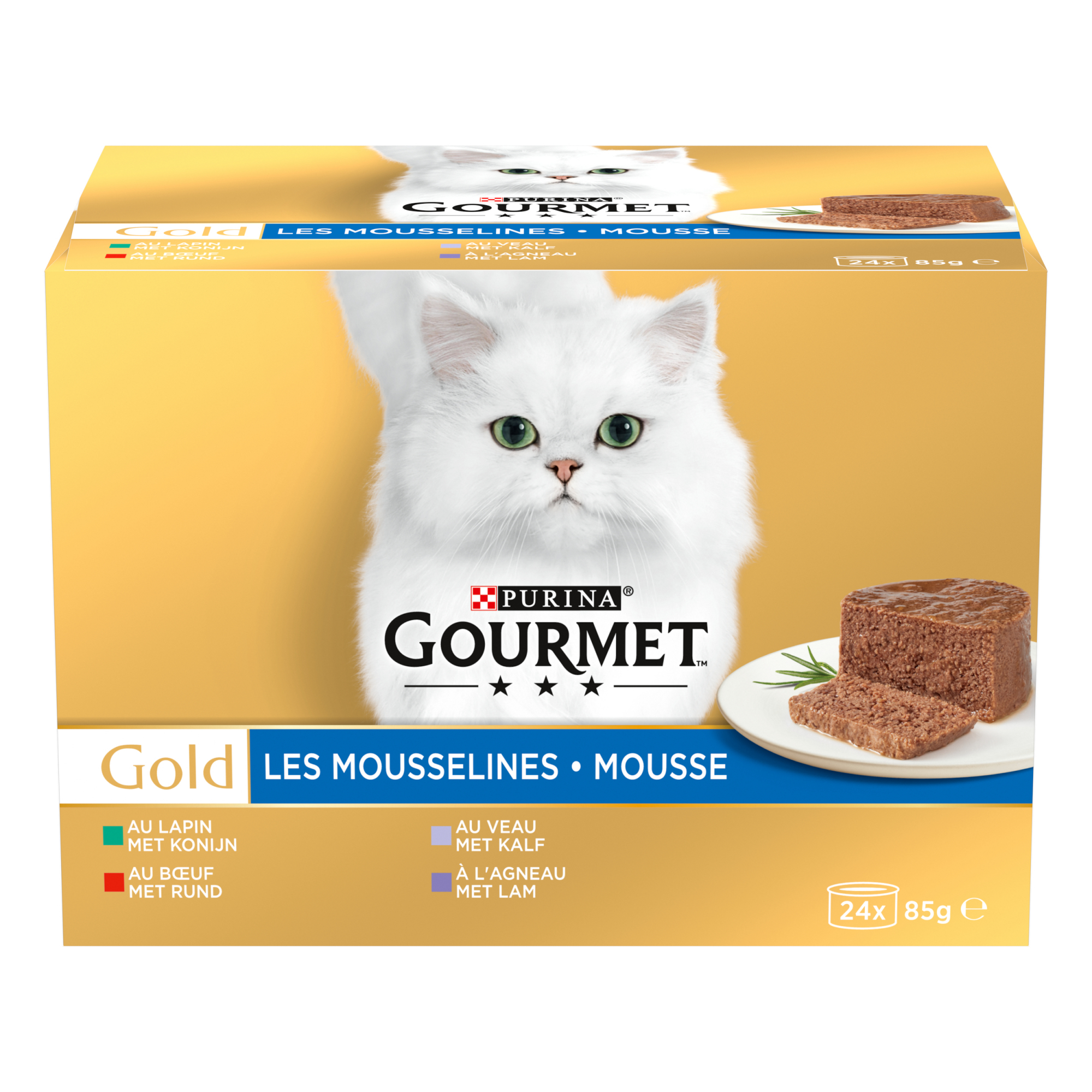 GOURMET GOLD Les Mousselines Mousse para gatos adultos - 24x85g