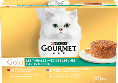 GOURMET GOLD Les Timbales : 4 sabores para gatos adultos 12x85g