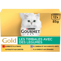 GOURMET GOLD Les Timbales : 4 saveurs pour chat adulte 12x85g