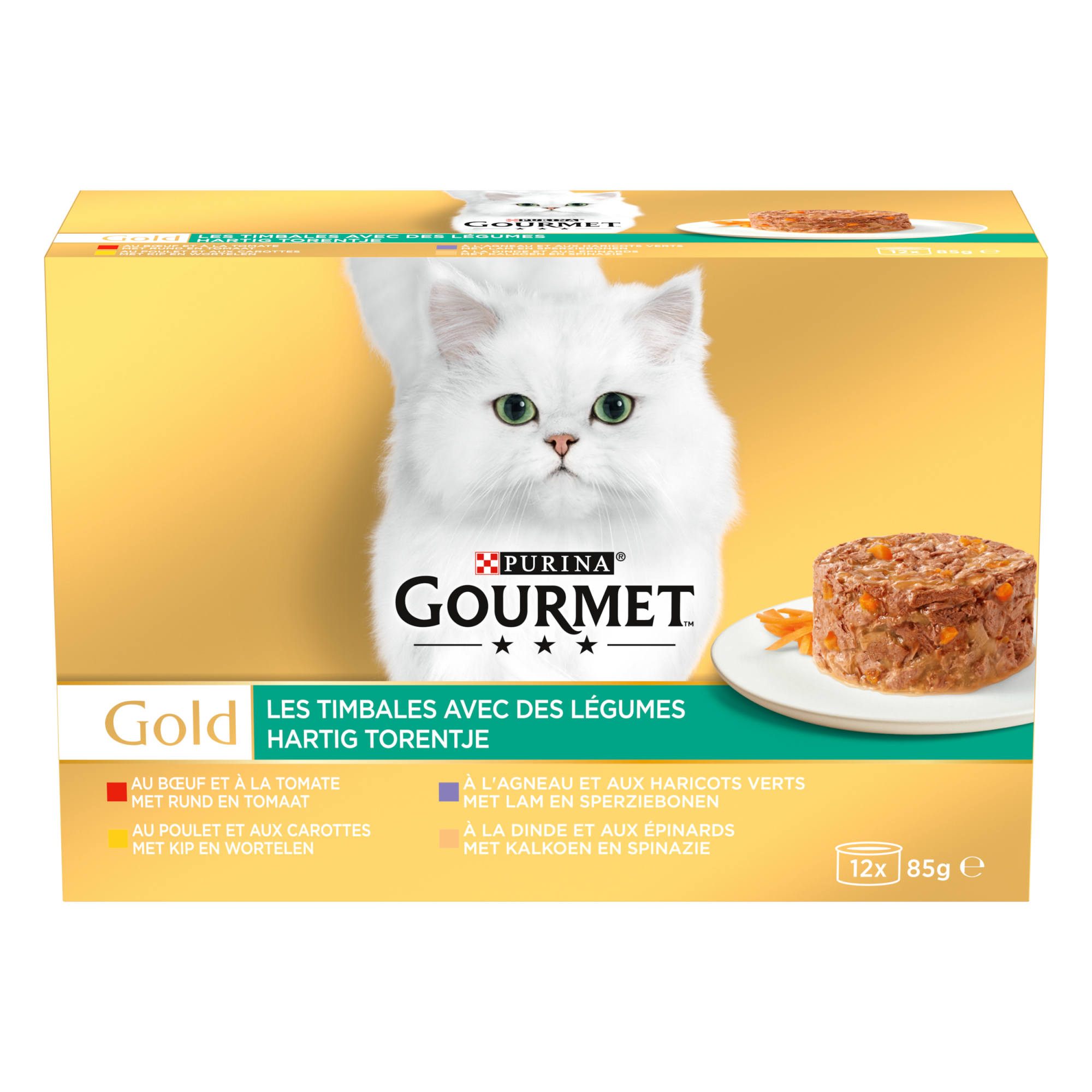 GOURMET GOLD Les Timbales : 4 sabores para gatos adultos 12x85g
