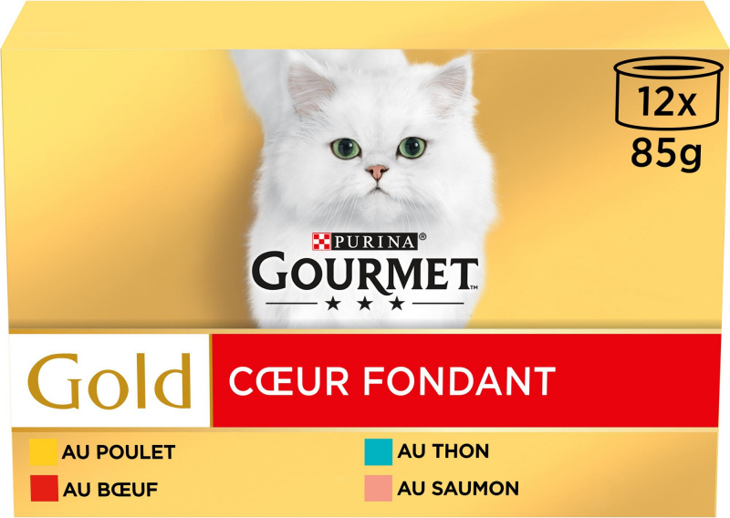 GOURMET GOLD Cœur Fondant pour chat adulte 12x85g
