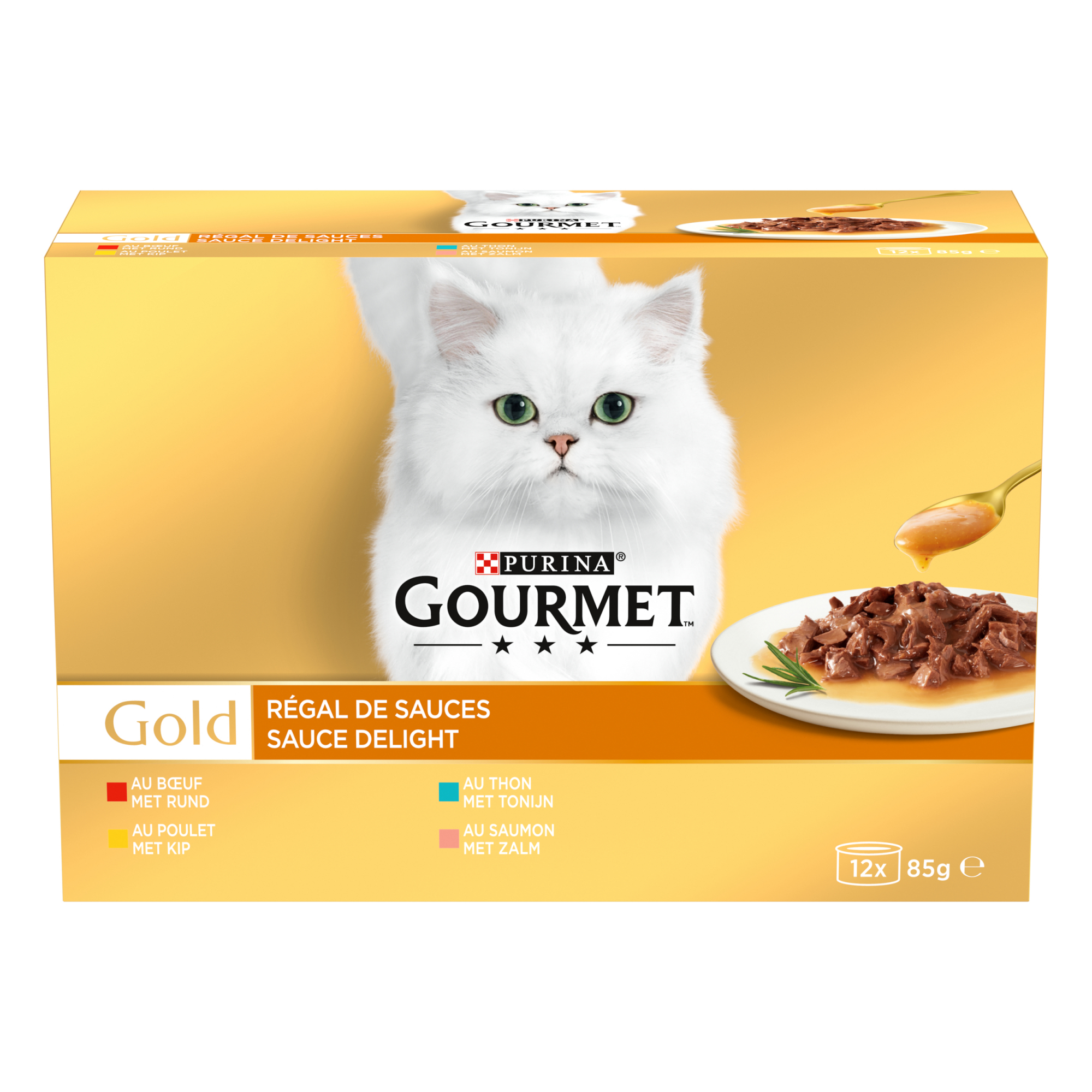 GOURMET GOLD Regal de Sauces 12x85g Pack de comida húmeda para gatos