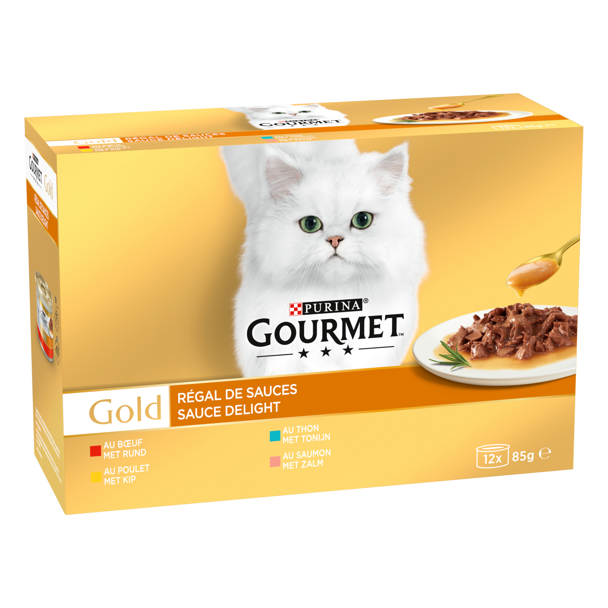 GOURMET GOLD Köstliche Saucen für ausgewachsene Katzen 12x85g