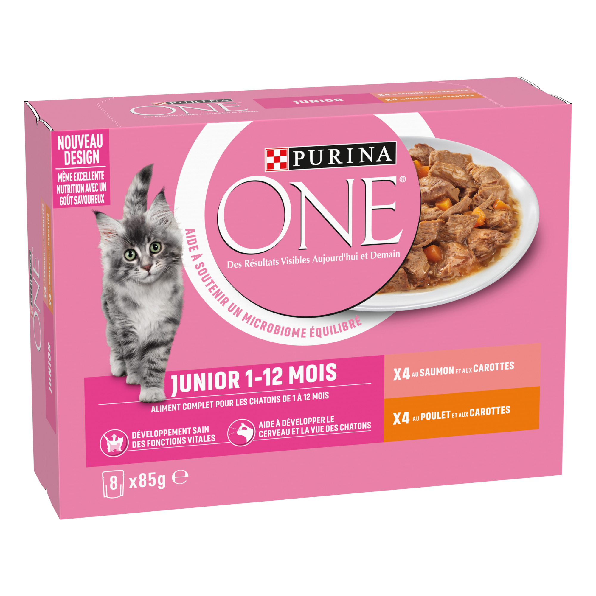 PURINA ONE Gatos Junior - Comida húmeda para gatitos 8x85g