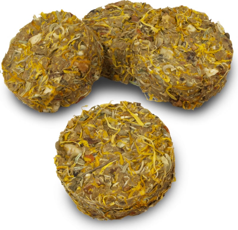 JR FARM Grainless herb rolls Marigold - Banaan 80g voor dwergkonijnen en knaagdieren