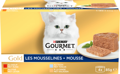 GOURMET GOLD Les Mousselines 4 recetas de comida húmeda para gatos 4x85g