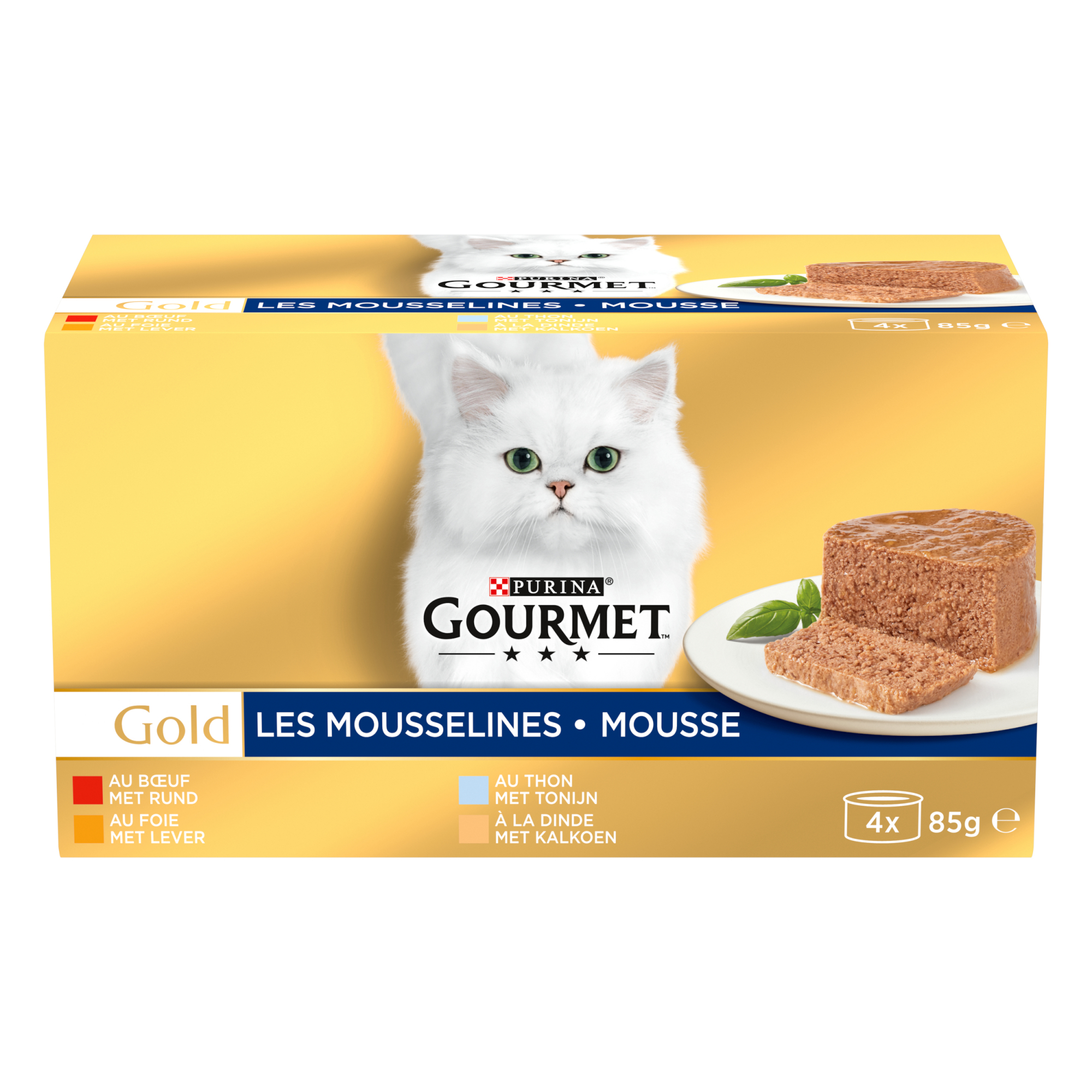 GOURMET GOLD Les Mousselines 4 variedades para gatos adultos 4x85g