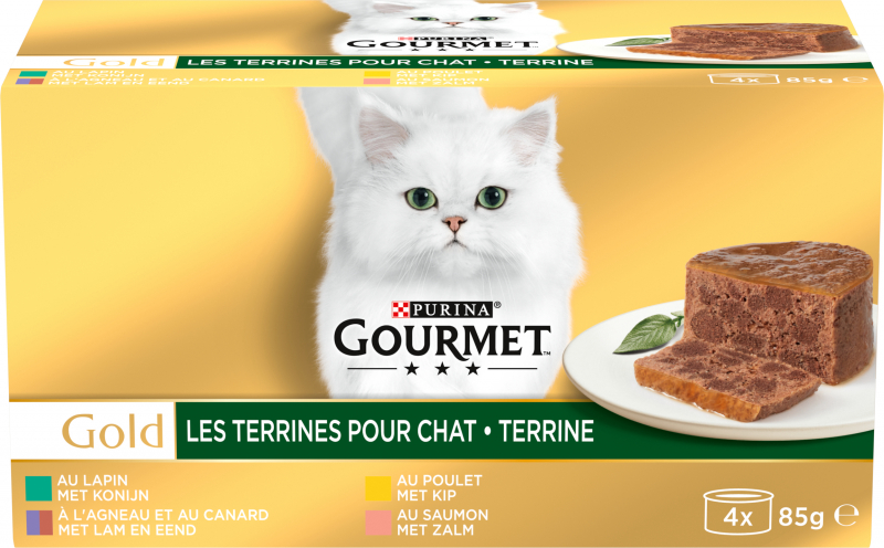 GOURMET GOLD Les Terrines 4 variétés pour chat adulte 4x85g