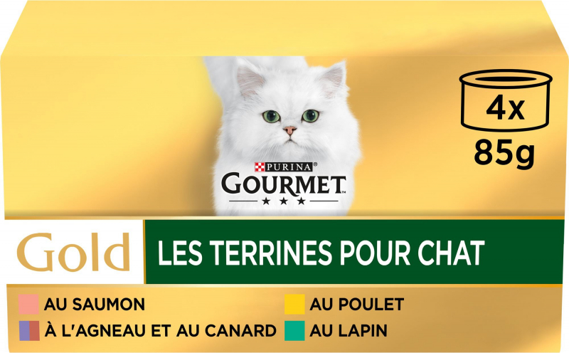 GOURMET GOLD Les Terrines 4 variétés pour chat adulte 4x85g