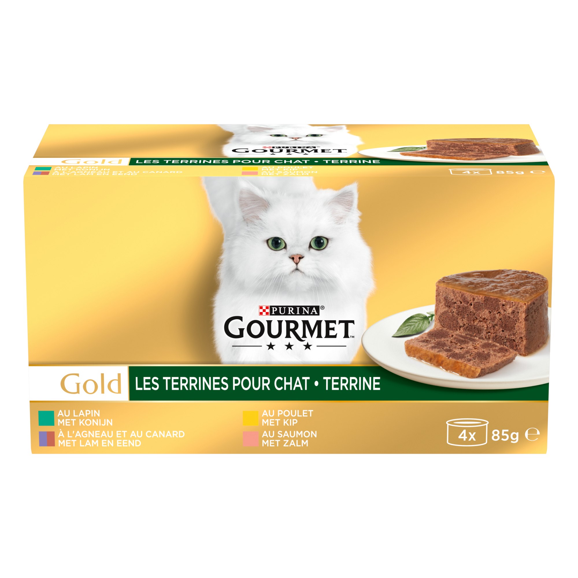 GOURMET GOLD Les Terrines 4 recetas de comida húmeda para gatos 4x85g
