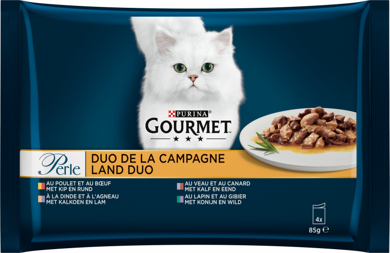 GOURMET PERLE Duo de la Campagne pour chat adulte 4x85g