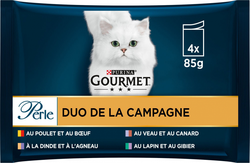 GOURMET PERLE Duo de la Campagne pour chat adulte 4x85g