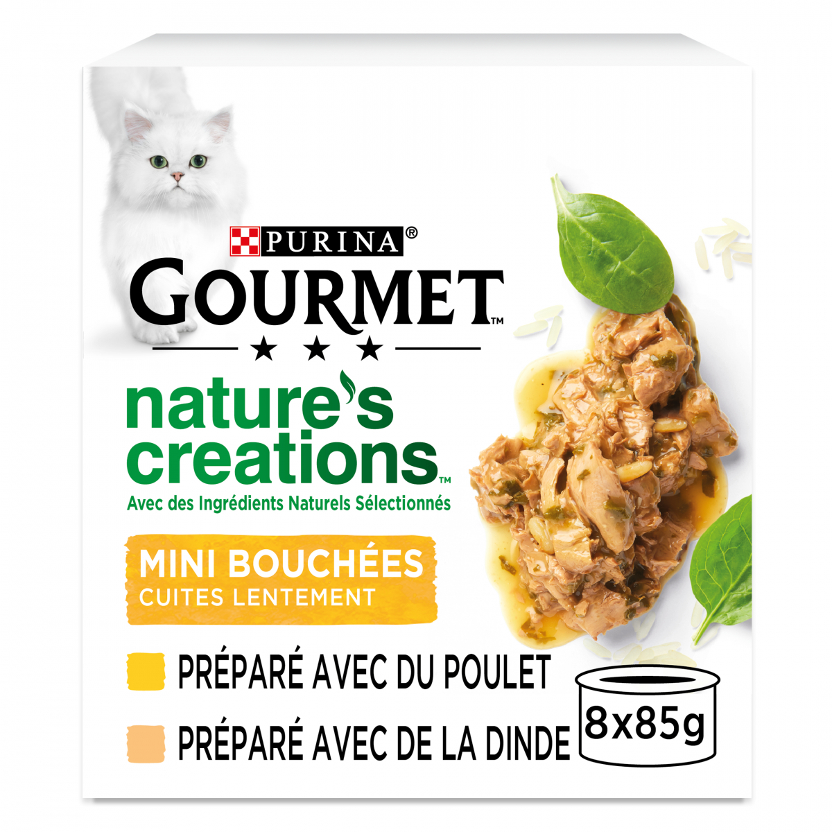 GOURMET Nature's Creation Multipack Au Poulet et à la Dinde -mini bouchées  pour chats adultes