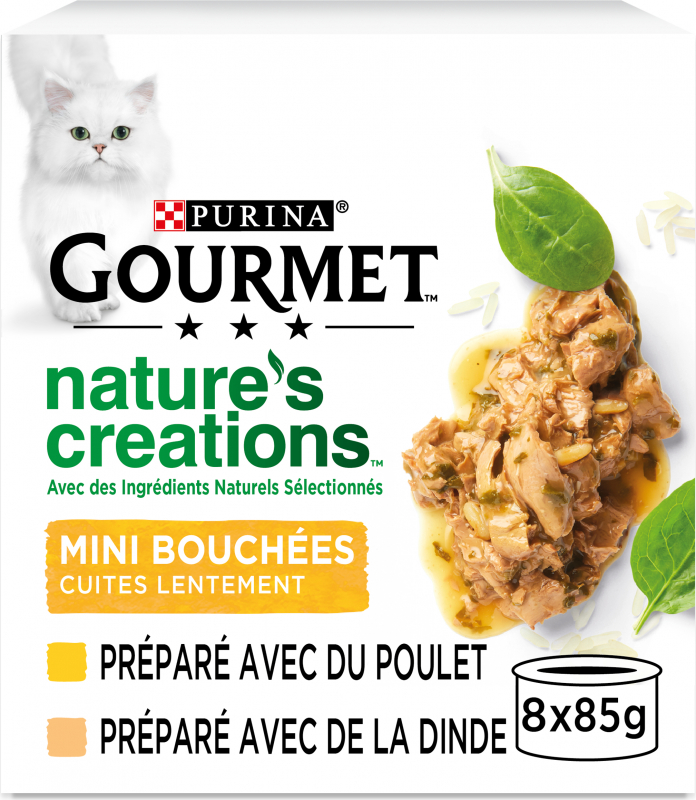 GOURMET Nature's Creation Multipack Au Poulet et à la Dinde -mini bouchées pour chats adultes