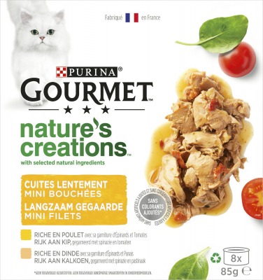 GOURMET Nature's Creation Multipack Au Poulet et à la Dinde -mini bouchées pour chats adultes