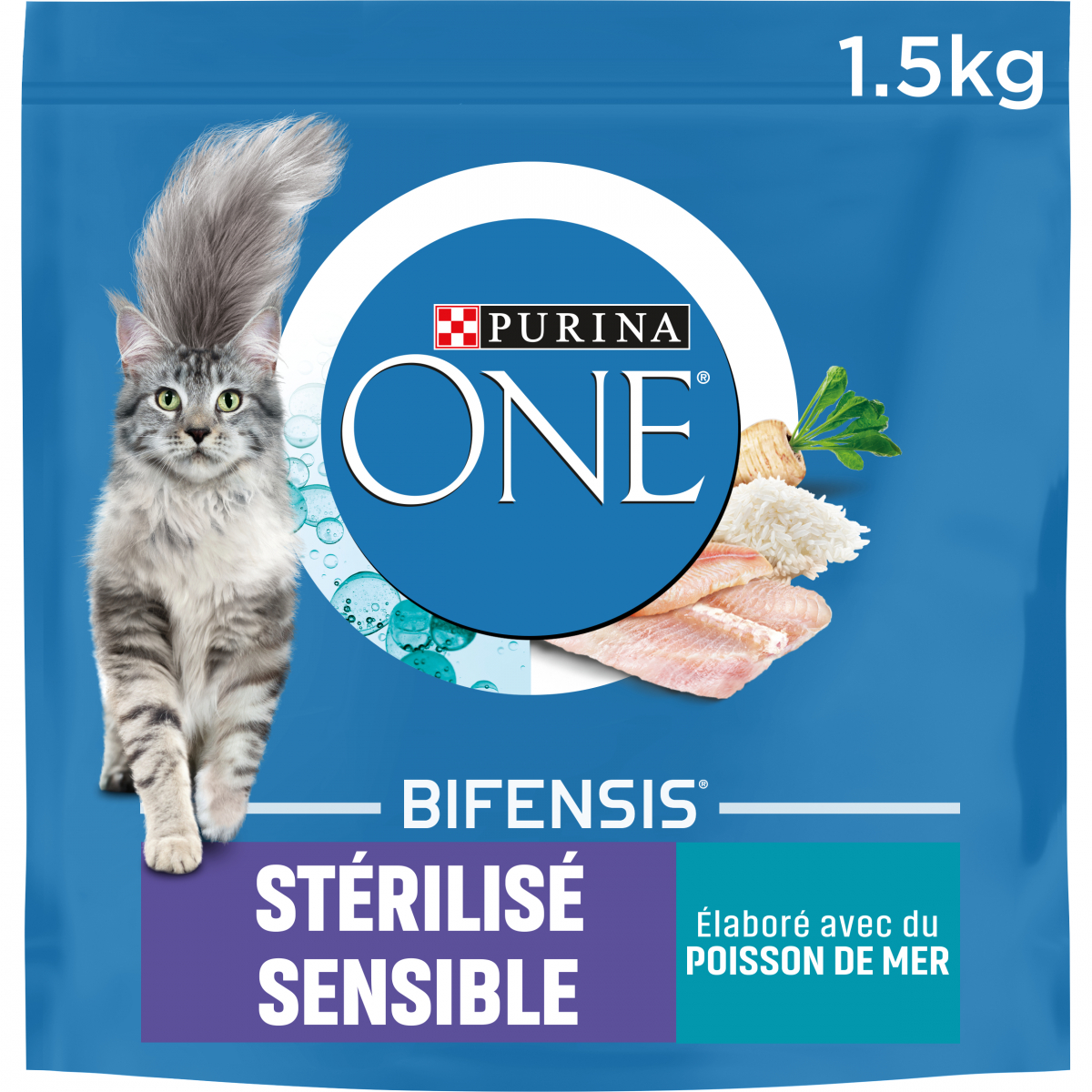 PURINA ONE Stérilisé Sensible au poissons céréales complètes pour chat